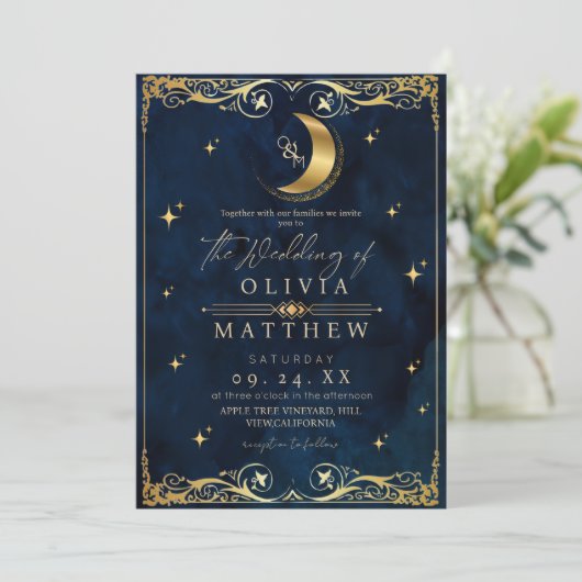 Invitation Elegant Celestial Blue Wedding  (Debout devant)