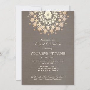 Invitation Elégant Cercle Or Motif Taupe Linge Look Formel