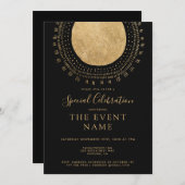 Invitation Elégant Cercle Or Noir Chic (Devant / Derrière)