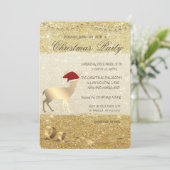 Invitation Elégant cerf de Noël, Glitterie, Fête de Noël (Debout devant)