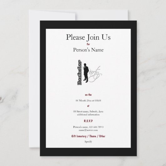 Invitation Elégant cerf formel "bachelor party" (Dos)