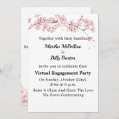 Invitation Élégant Cerry Blossom Virtual Engagement Party (Devant / Derrière)