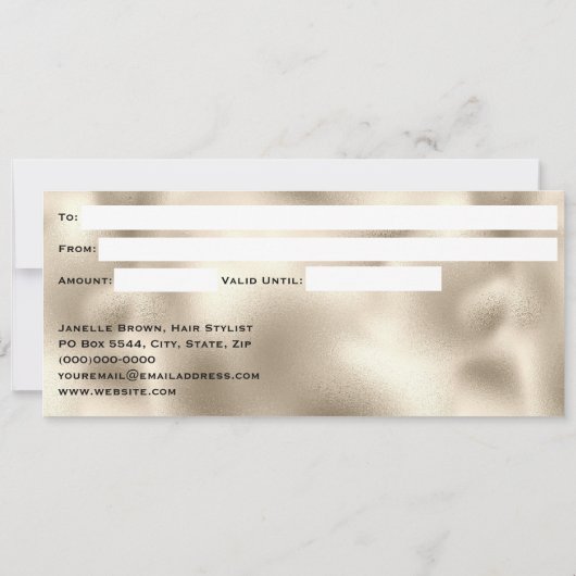 Invitation Élégant certificat cadeau Iridescente et Pearl Foi (Dos)