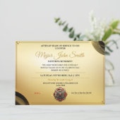 Invitation Élégant certificat or pompier retraite (Debout devant)