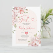 Invitation Elégant C'est une fille rose Fleurs Baby shower fi (Debout devant)
