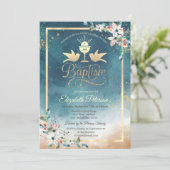 Invitation Élégant Chalice Aquarelle Fleurs Baptême (Debout devant)