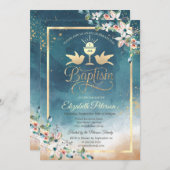 Invitation Élégant Chalice Aquarelle Fleurs Baptême (Devant / Derrière)