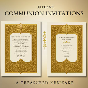 Invitation Élégant Chalice d'or de la première sainte communi