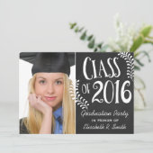 Invitation Élégant Chalkboard Classe de 2016 Graduation Party (Debout devant)
