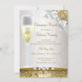 Invitation Elégant Champagne Blanc Beige Or Brunch (Devant)
