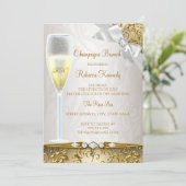 Invitation Elégant Champagne Blanc Beige Or Brunch (Debout devant)