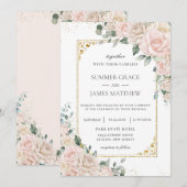 Invitation Élégant Champagne Blush ivoire Floral Mariage (Devant / Derrière)