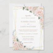 Invitation Élégant Champagne Blush ivoire Floral Mariage (Devant)