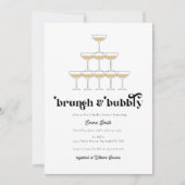 Invitation Elegant Champagne Champagne Fête des mariées Rétro (Devant)