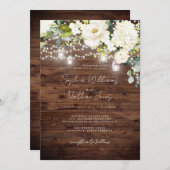 Invitation Élégant Champagne de Bois Rustique Mariage Floral (Devant / Derrière)