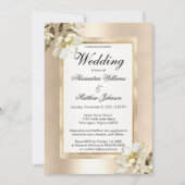 Invitation Elégant champagne de glamour blanc Mariage or flor (Devant)