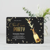Invitation Elégant Champagne de luxe de Noël noir (Debout devant)