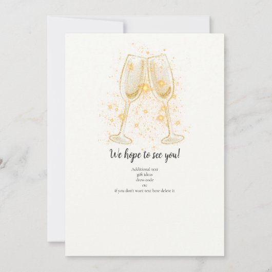 Invitation Élégant Champagne Double Célébration (Dos)