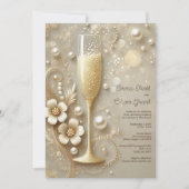 Invitation Elégant Champagne et Wedding shower Pearl (Devant)