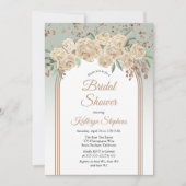 Invitation Élégant Champagne | Fête des mariées florale Sage (Devant)