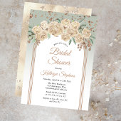 Invitation Élégant Champagne | Fête des mariées florale Sage