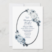 Invitation Élégant Champagne Floral Bleu Petit déjeuner (Devant)