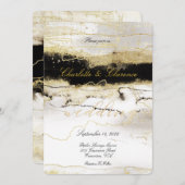 Invitation Elégant Champagne Gold Black White Luxury Mariage (Devant / Derrière)