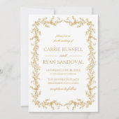 Invitation Elegant Champagne Hand Drawn Floral Frame Wedding (Devant)