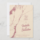 Invitation Élégant Champagne & Marbre Rose Save the Date (Devant)