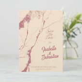 Invitation Élégant Champagne & Marbre Rose Save the Date (Debout devant)