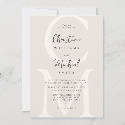 Invitation Elégant Champagne Minimal Chic Mariage (Devant)