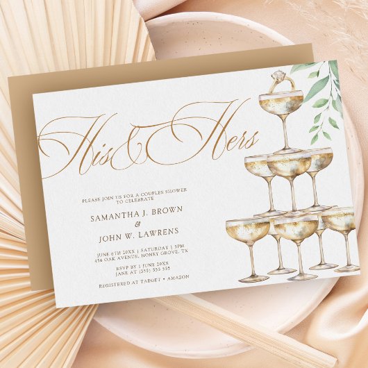 Invitation Elégant Champagne Or Couples Moderne Douche Couple