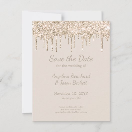 Invitation Elégant Champagne Parties scintillant Mariage Enre (Devant)