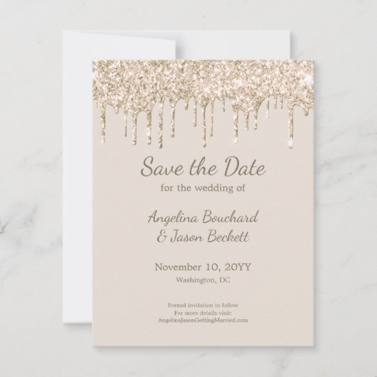 Invitation Elégant Champagne Parties scintillant Mariage Enre (Devant)