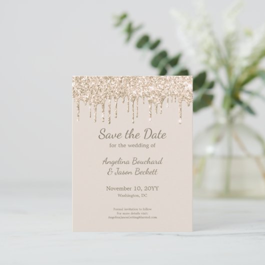 Invitation Elégant Champagne Parties scintillant Mariage Enre (Debout devant)