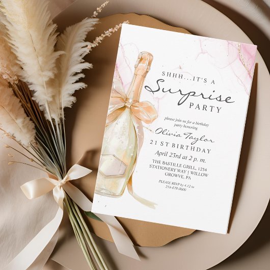Invitation Elégant Champagne rose Dusty 21e anniversaire