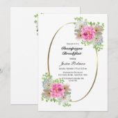 Invitation Élégant Champagne Rose Floral Petit déjeuner (Devant / Derrière)