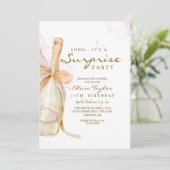 Invitation Elégant Champagne Rose Rose thème d'anniversaire (Debout devant)