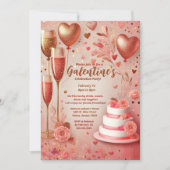 Invitation Élégant Champagne rouge rose Fête de la Saint-Gale (Devant)