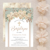 Invitation Élégant Champagne | Sage Baptême Floral