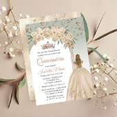 Invitation Élégant Champagne | Sage Floral Quinceañera Party