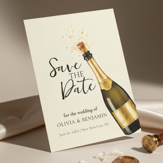 Invitation Elegant Champagne Save the Date Wedding