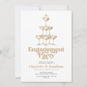 Invitation Elégant Champagne Stylish Retro Engagement Party (Devant)