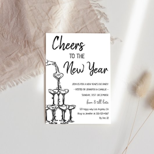 Invitation Elegant Champagne Tower New Year’s Eve Party