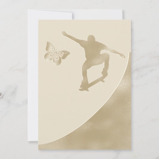 Invitation Elégant Champagne Twins Quince Patinage Papillon (Dos)