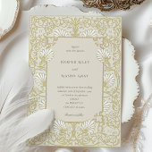 Invitation Elégant Champagne Vintage Blanc Floral Mariage