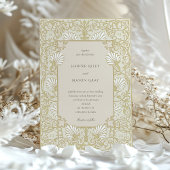 Invitation Elégant Champagne Vintage Blanc Floral Mariage