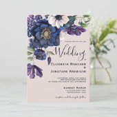 Invitation Elégant Champagne Vintage Floral (Debout devant)