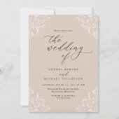 Invitation Élégant Champagne Vintage Tan Mariage (Devant)