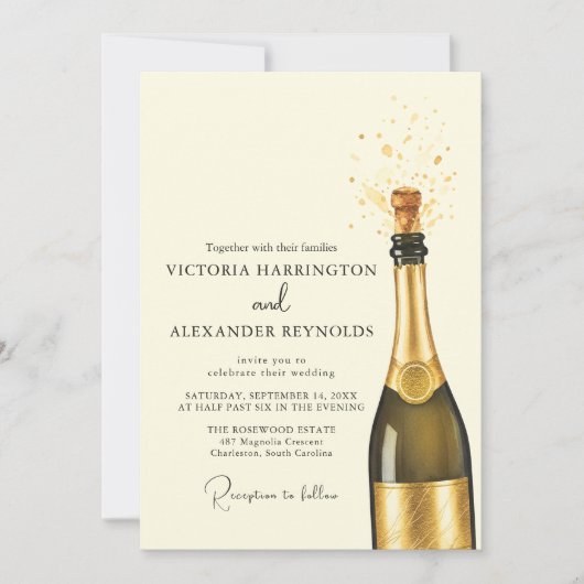 Invitation Elegant Champagne Wedding (Devant)